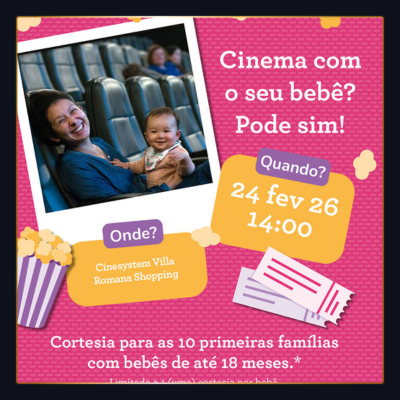 CineMaterna promove sessão especial para famílias com bebês nesta terça (24)